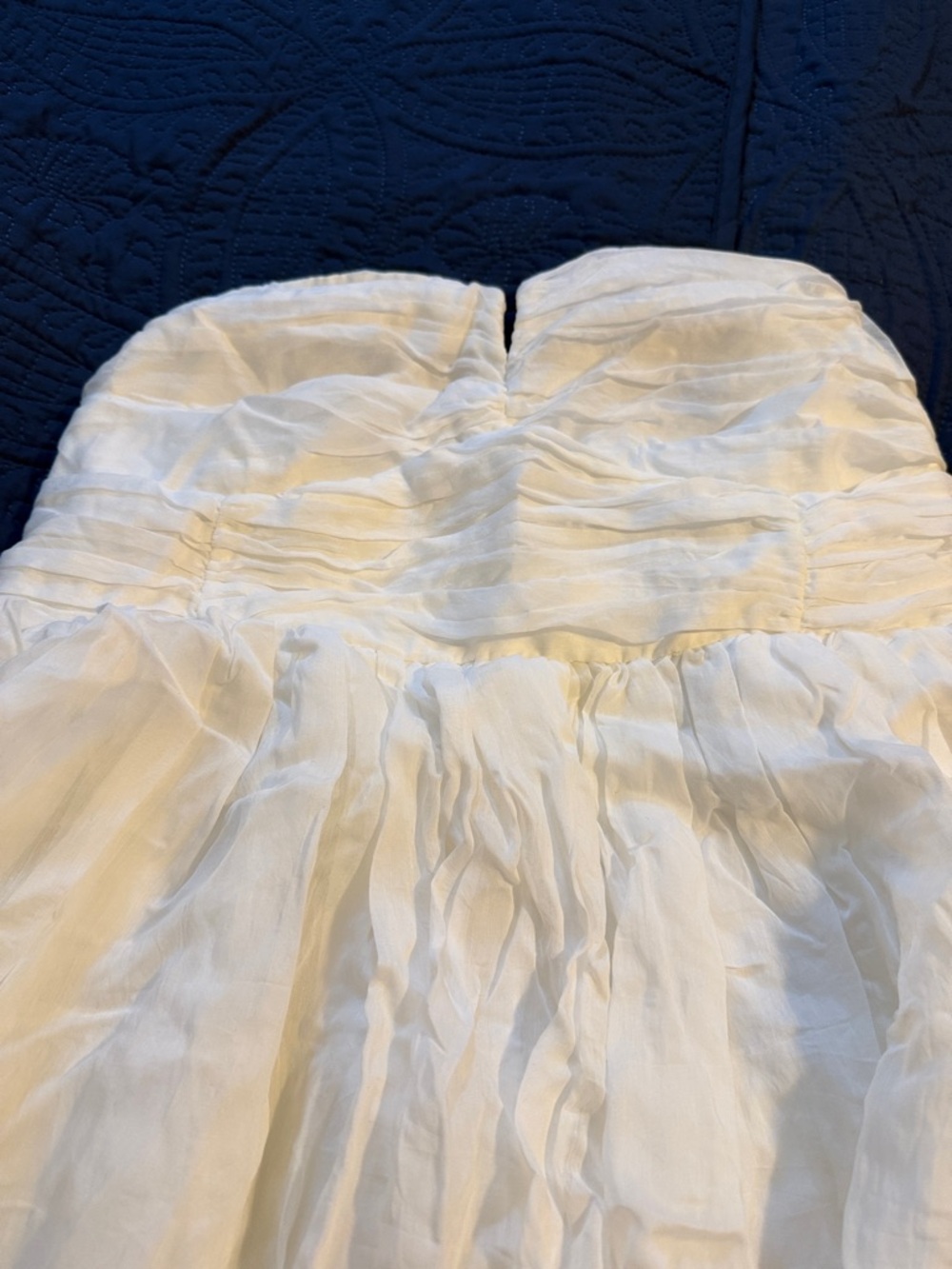 White Strapless Ruffled Mini Dress - Picture 2 of 3